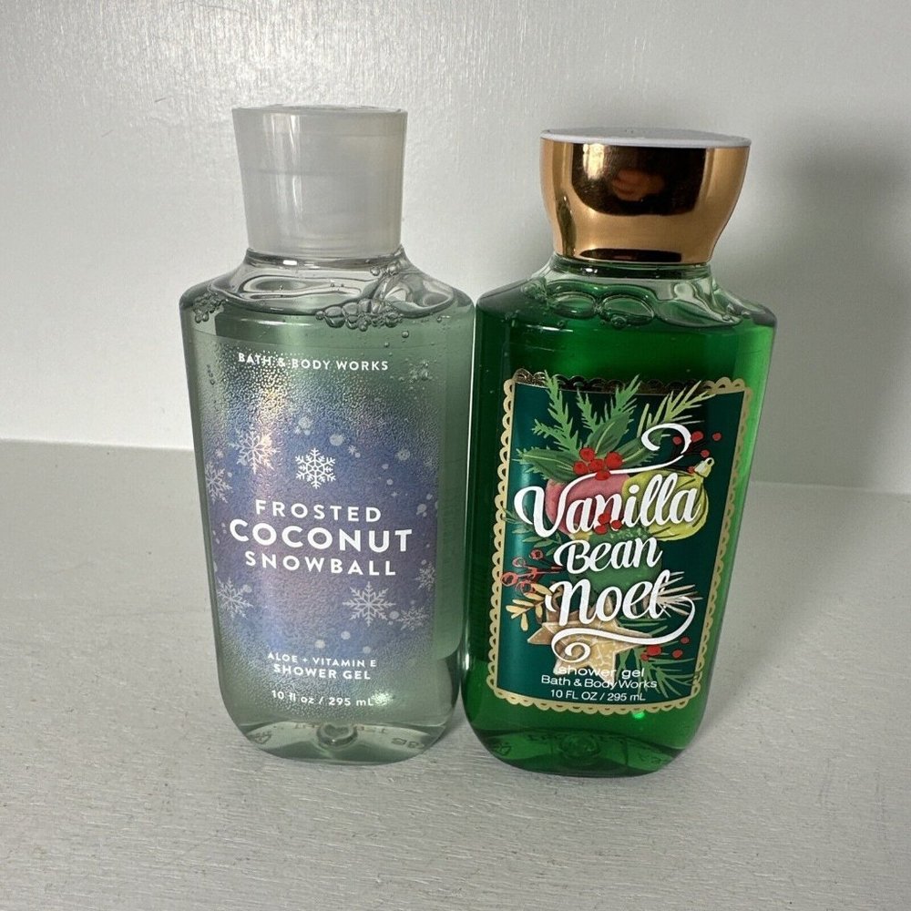 Bath & Body Works Frosted Coconut Snowball & Vanilla Bean Noel Shower Gel 10 Oz